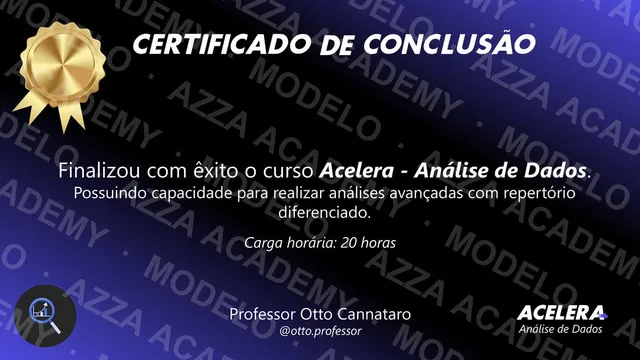Modelo do certificado do Acelera Análises