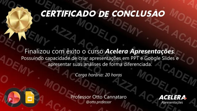 Modelo do certificado do Acelera Apresentações