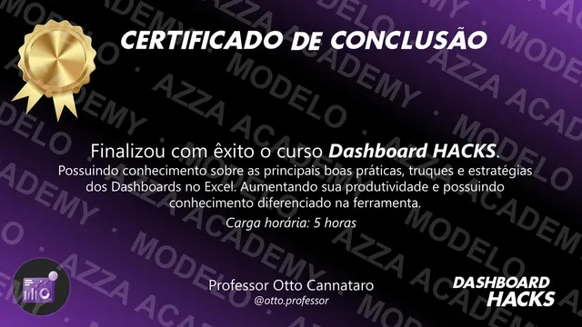 Modelo do certificado do Dashboard Hacks