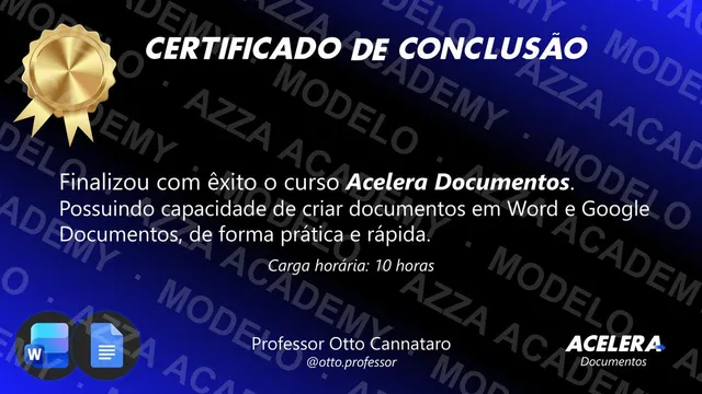 Modelo do certificado do Acelera Documentos