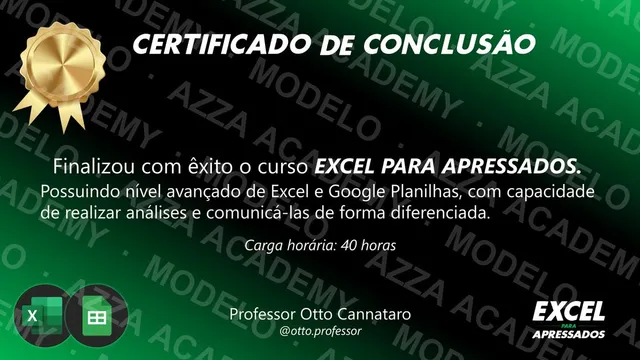 Modelo do certificado do Excel para Apressados