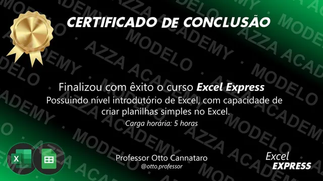 Modelo do certificado do Excel Express