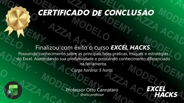 Modelo do certificado do Excel Hacks