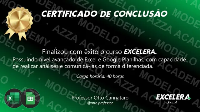 Modelo do certificado do Excelera Excel