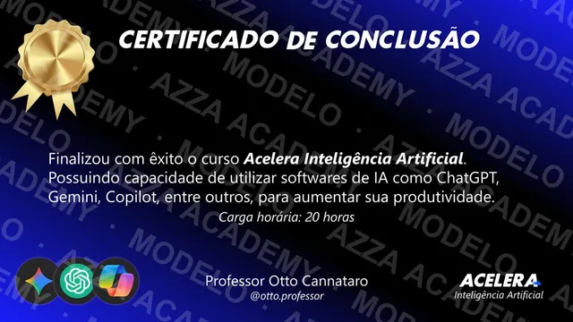 Modelo do certificado do Acelera Inteligência Artificial
