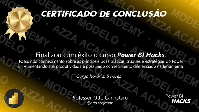 Modelo do certificado do Power BI Hacks