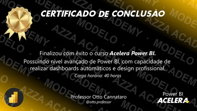 Modelo do certificado do Acelera Power BI