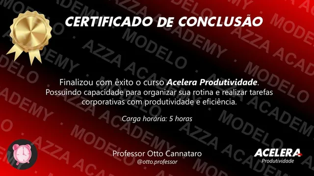 Modelo do certificado do Acelera Produtividade