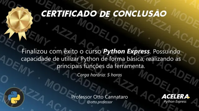 Modelo do certificado do Acelera Python Express