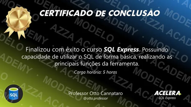Modelo do certificado do Acelera SQL Express