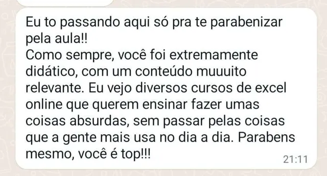 Mensagem de aluno