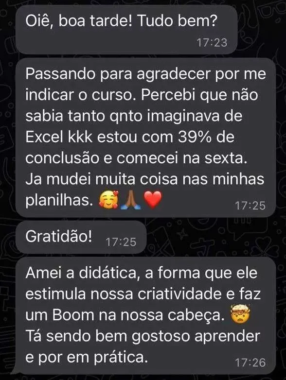 Mensagem de aluno